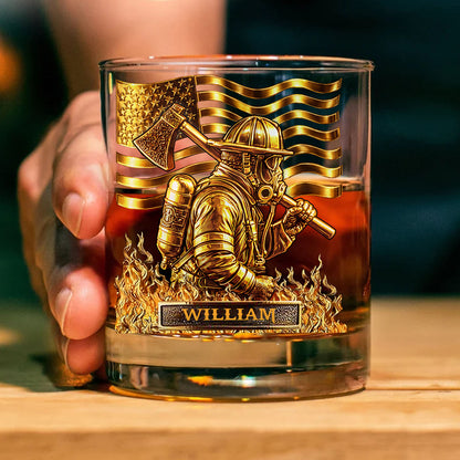 Custom Name Firefighter Whiskey Decanter Set, Personalized Whiskey Glass & Bottle, Firefighter Retirement Gift 684211