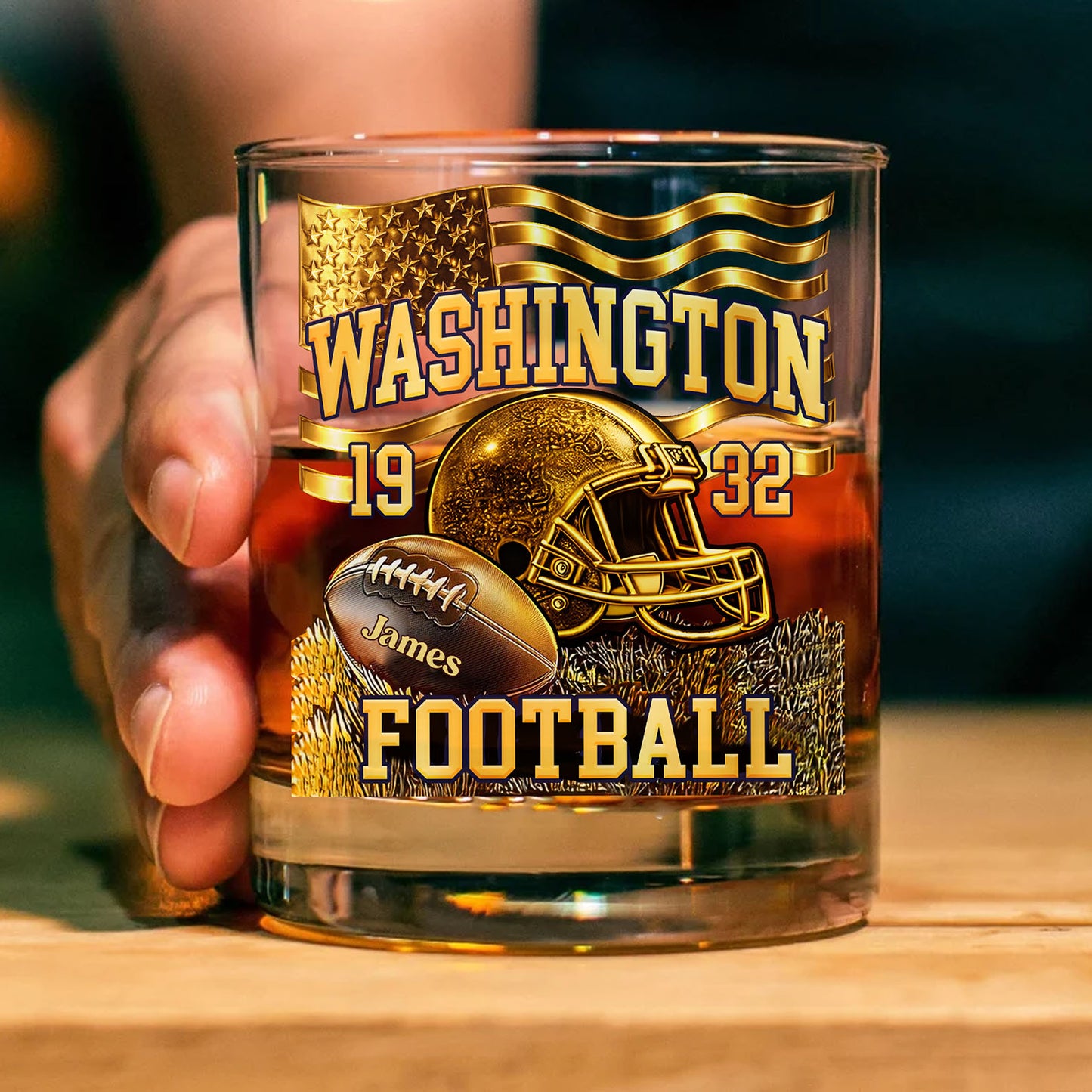Personalized Washington Football 1932 Whiskey Decanter Set | Custom Name Football Whiskey Bottle & Glass 684115