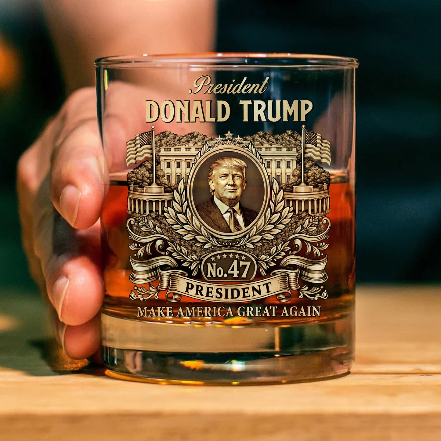President Donald Trump 47 Whiskey Decanter Set | Trump MAGA Whiskey Glass Whiskey Bottle 684350 – GOP