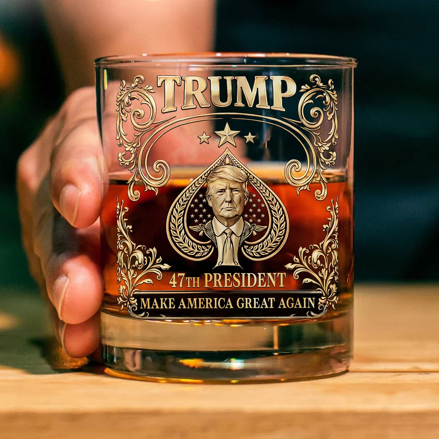 Trump 47th President Whiskey Decanter Set | Donald Trump MAGA Whiskey Glass Whiskey Bottle 684366 - GOP