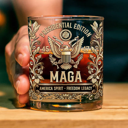Trump Presidential Edition 45 47 Whiskey Decanter Set | MAGA America First Whiskey Glass Whiskey Bottle 684357 – GOP