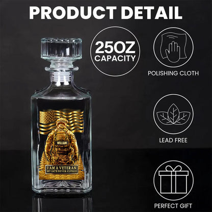 Personalized Soldier Whiskey Decanter Set, Custom Name Military Whiskey Bottle Whiskey Glass 684112