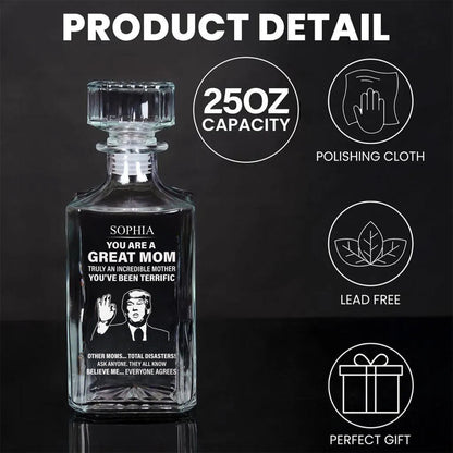 Personalized Mom Whiskey Decanter Set | Funny Trump Whiskey Glass Whiskey Bottle | Mother's Day Gift 684566