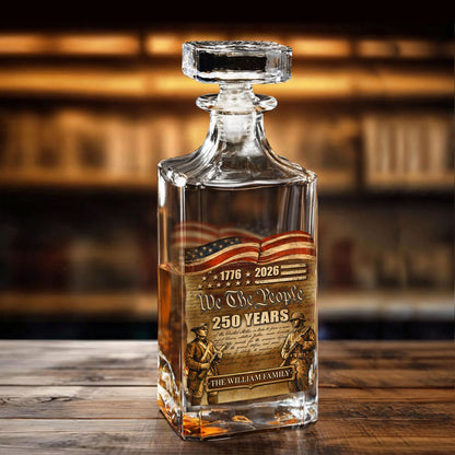 Custom Name 250 Years We The People 1776-2026 Whiskey Decanter Set | Patriotic Whiskey Bottle Whiskey Glass 684347