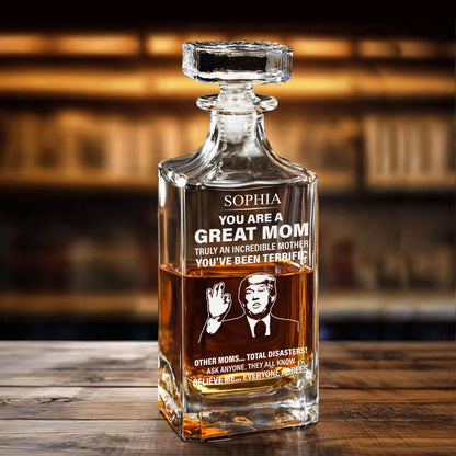 Personalized Mom Whiskey Decanter Set | Funny Trump Whiskey Glass Whiskey Bottle | Mother's Day Gift 684566