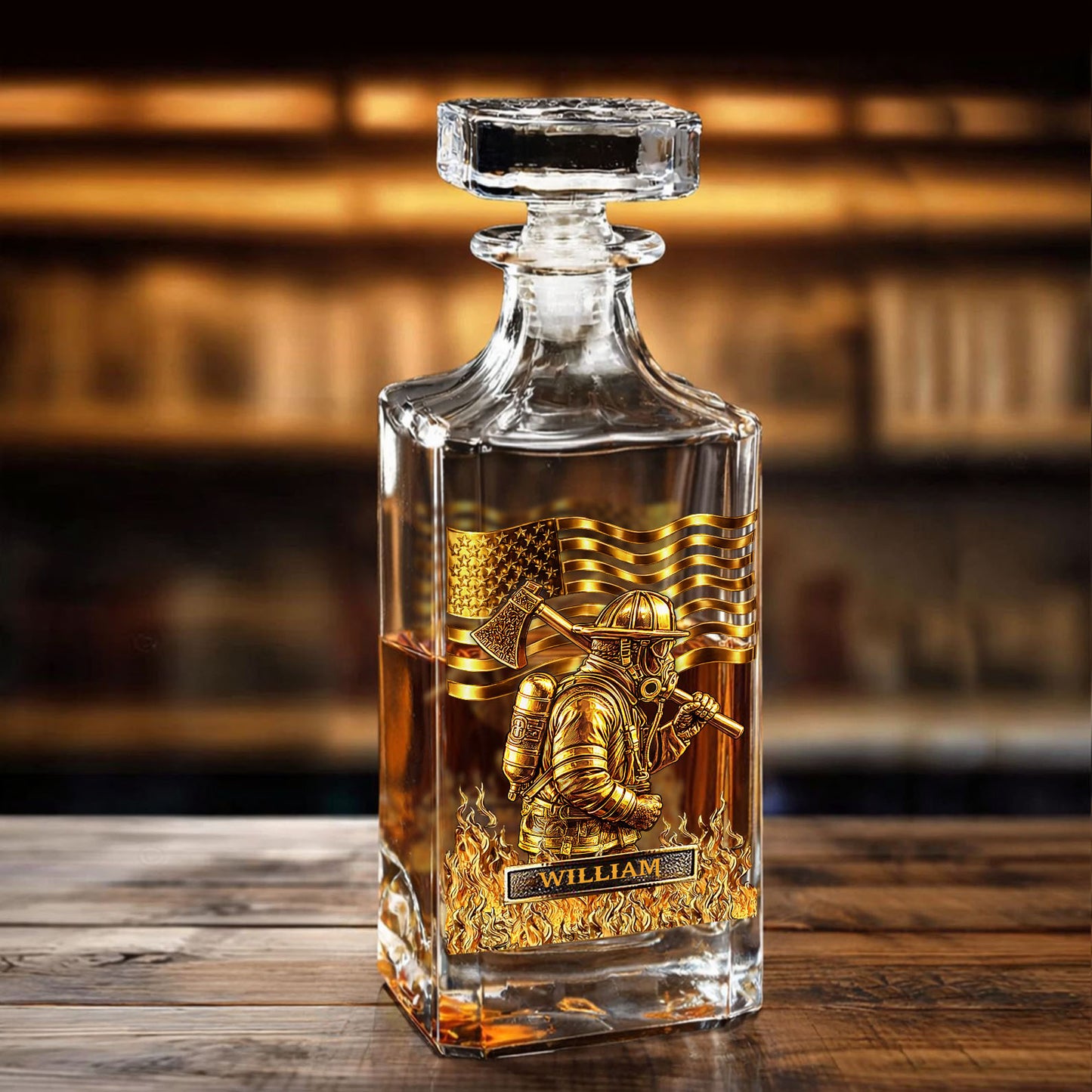 Custom Name Firefighter Whiskey Decanter Set, Personalized Whiskey Glass & Bottle, Firefighter Retirement Gift 684211