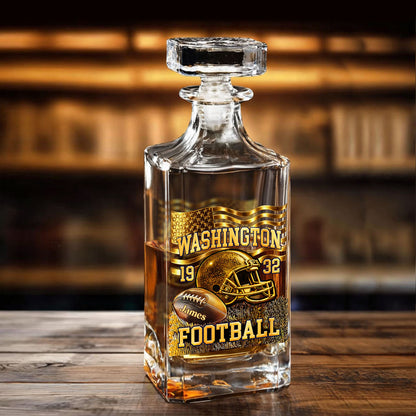 Personalized Washington Football 1932 Whiskey Decanter Set | Custom Name Football Whiskey Bottle & Glass 684115