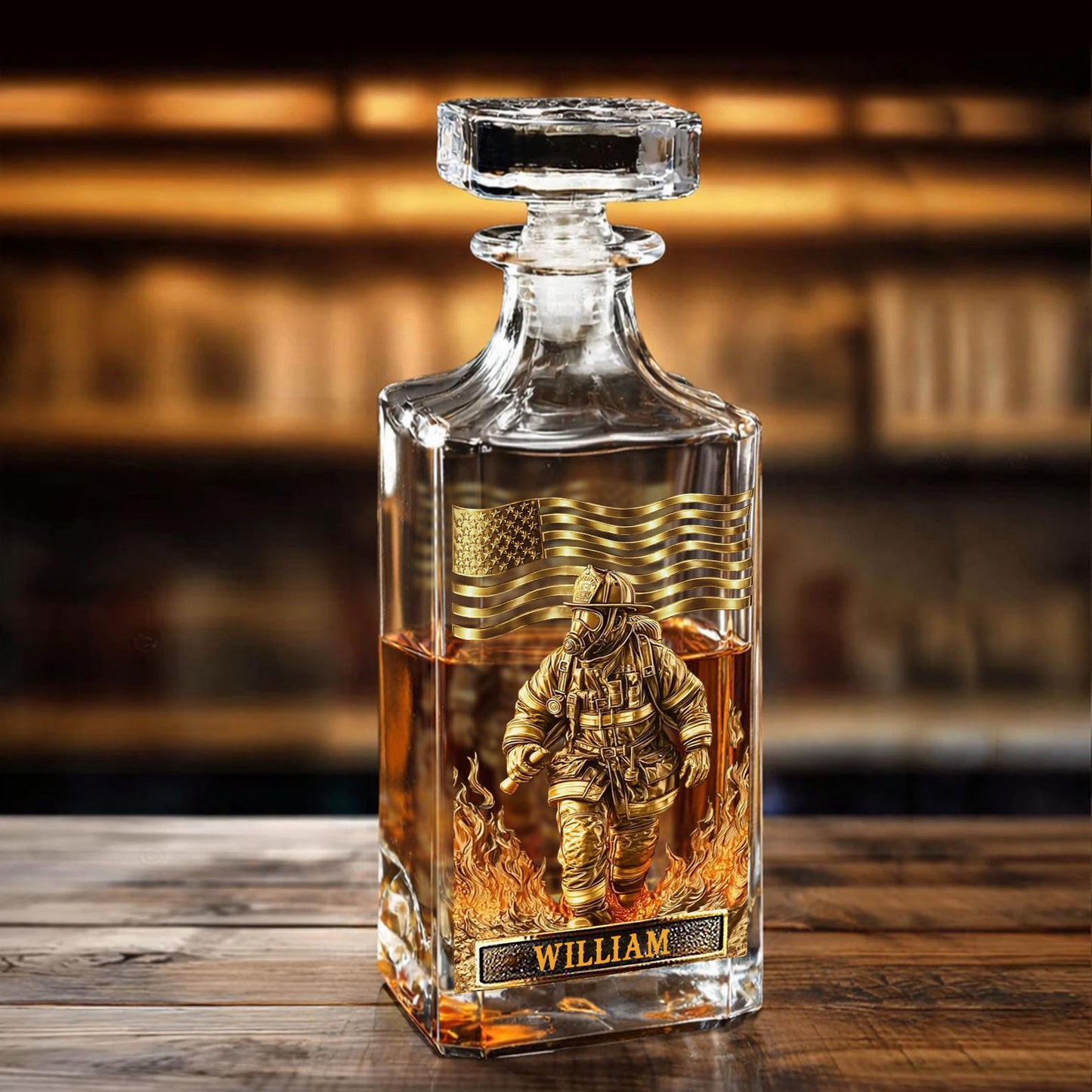 Custom Name Firefighter Whiskey Decanter Set, Firefighter Whiskey Bottle Whiskey Glass, Firefighter Retirement Gift 684111