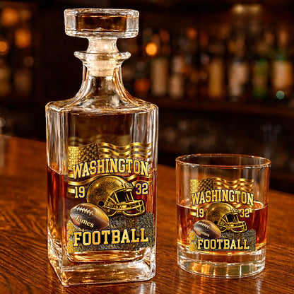 Personalized Washington Football 1932 Whiskey Decanter Set | Custom Name Football Whiskey Bottle & Glass 684115