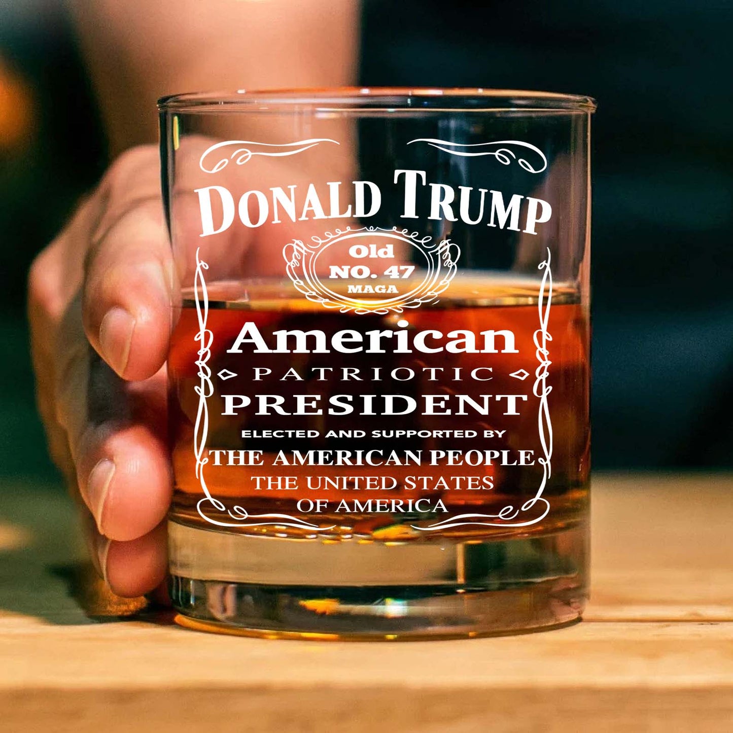 Donald Trump American Patriotic Whiskey Bottle, Trump 47 Whiskey Decanter Set, MAGA Wine Glass for Whiskey Lovers 684030 – GOP