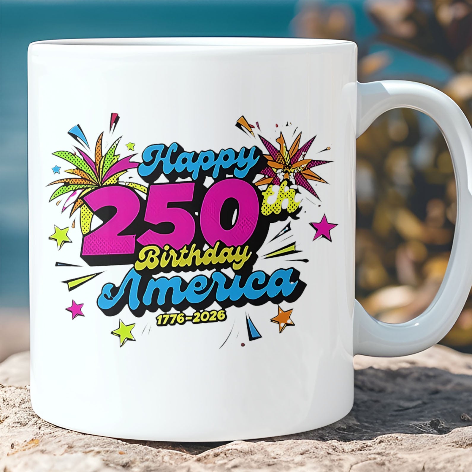 250 Years of USA Independence Mug | Happy 250th Birthday America | Patriotic 4th of July White Mug Accent Mug 682626