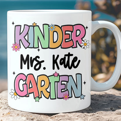 Personalized Kindergarten Teacher Mug | Back to School White Mug Accent Mug | Custom Mug for Teachers 682576
