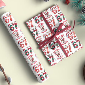 Funny 6 7 Wrapping Paper | Santa Says 6 7 Christmas Wrap | 67 Meme Funny Christmas Gift Wrap | Ideas For Family - 683539