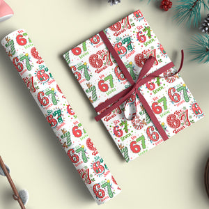 Funny 6 7 Wrapping Paper | Six Seven Christmas Wrap | 67 Meme Funny Christmas Gift Wrap | Ideas For Family - 683652