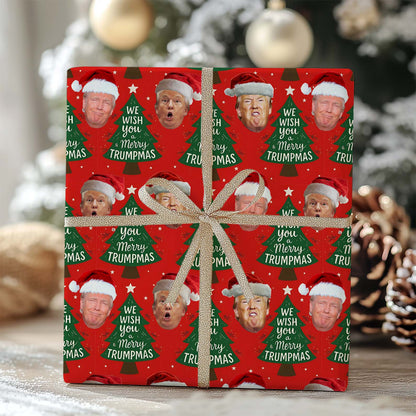 Funny Trump Santa Face Wrapping Paper, Donald Trump Wrapping Paper, Wrapping Paper For Christmas 683413 - GOP