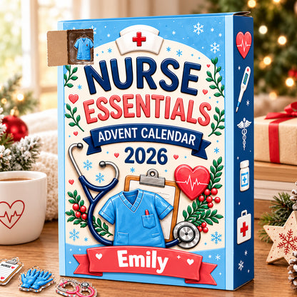 Personalized Nurse Essentials Advent Calendar 2026, 24 Days Christmas Countdown Acrylic Ornaments Medical Appreciation Gifts 686924 WFD