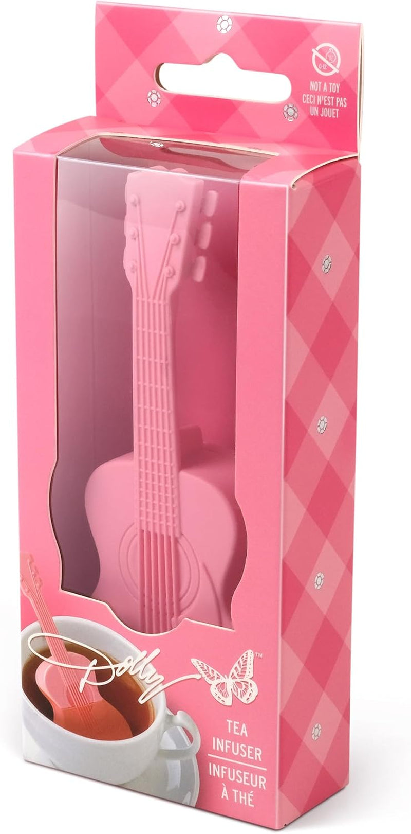Pink Guitar Tea Infuser, Bpa-Free Silicone Loose Leaf Steeping Tool with Signature Dolly Logo