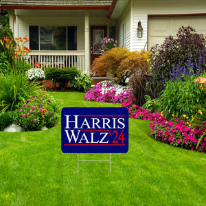 Kamala Harris Tim Walz 2024 Yard Sign with H Stake Double Sided for President Democrat Election Decor Blue