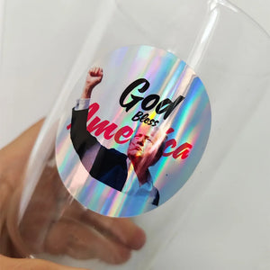 6Cm Trump 2024 Stickers with God Bless America Holographic for Cup Computer Trump Fight Make America Great Again DIY Labels