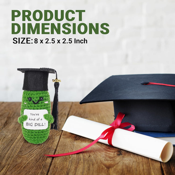 2024 Graduation Gift Emotional Support Pickle, Graduation Hat Unique 4.73' X 1.97', Handmade Positive Crochet Potato, Crochet Animals, Cute Knitted Plush Doll Decorations, Funny Gifts for Women&Men