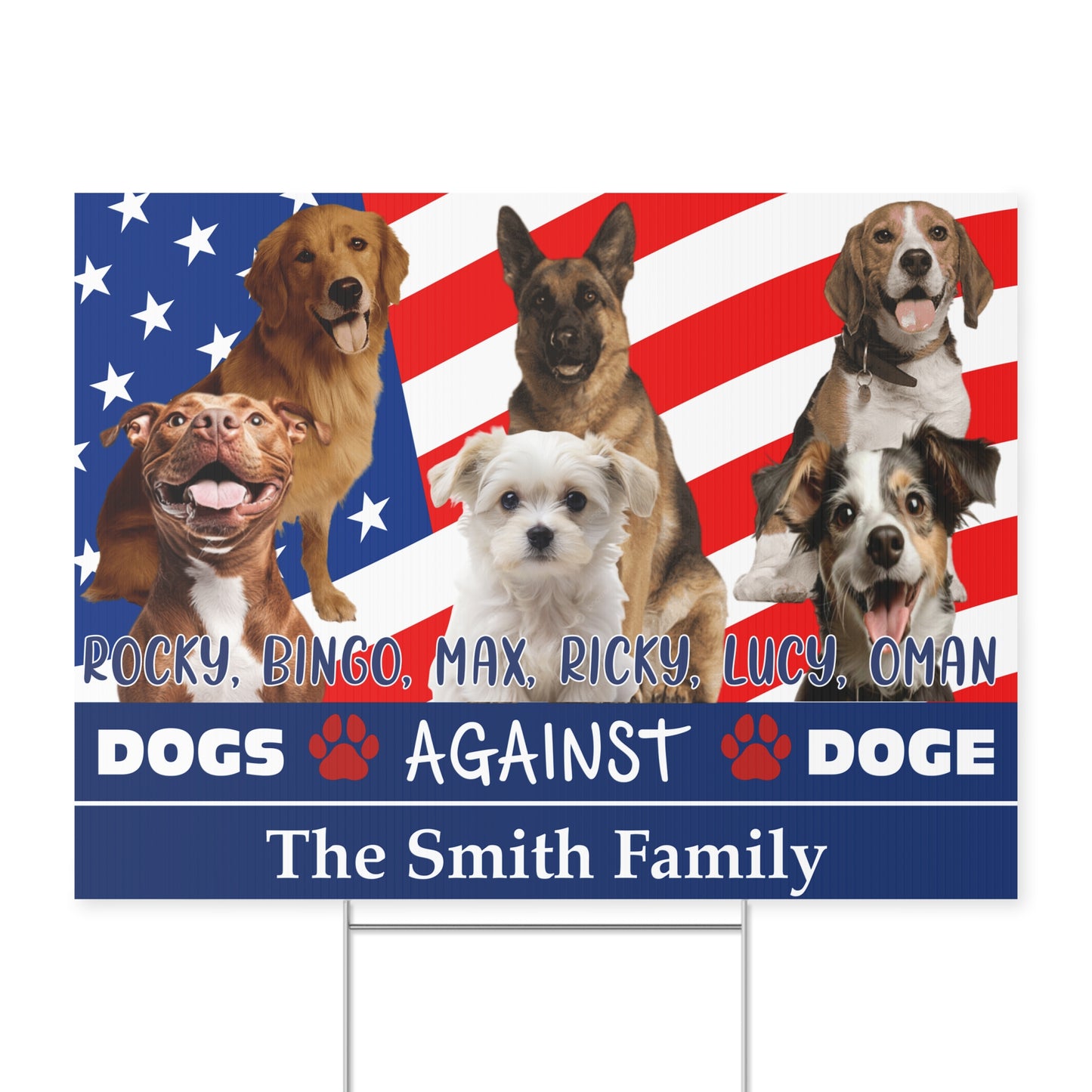 Personalized Dogs Against Doge Yard Sign - 8647 Anti Trump And Elon Musk Political Protest Yard Sign, Custom Dog Photo Sign 682185