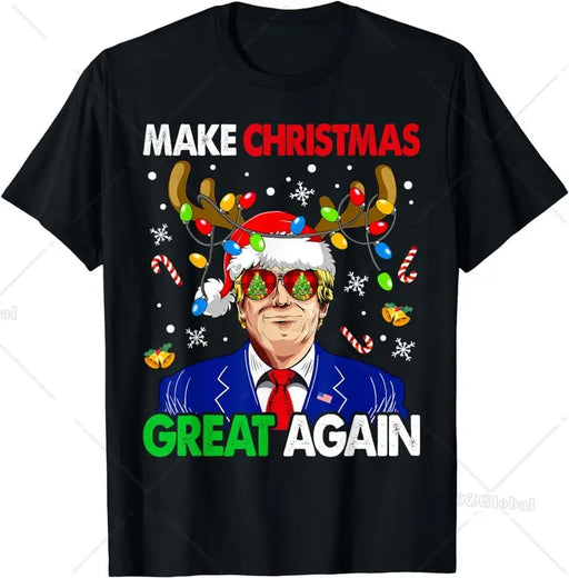 Make Christmas Great Again Funny Trump Ugly Christmas Men T-Shirt Family Holiday Gift T-Shirts Women Men Clothing Tee Tops