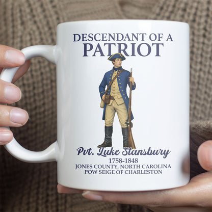 Custom Name Descendant Of A Patriot Mug | Personalized 250 Years DAR SAR Ceramic Mug | 4th of July Gift 684471