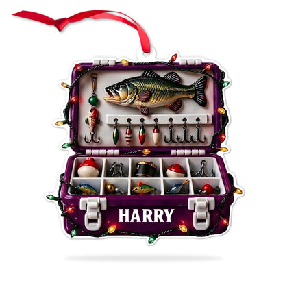 Personalized Fishing Tackle Box Acrylic Ornament, Custom Name Christmas Gift for Fisherman 686598
