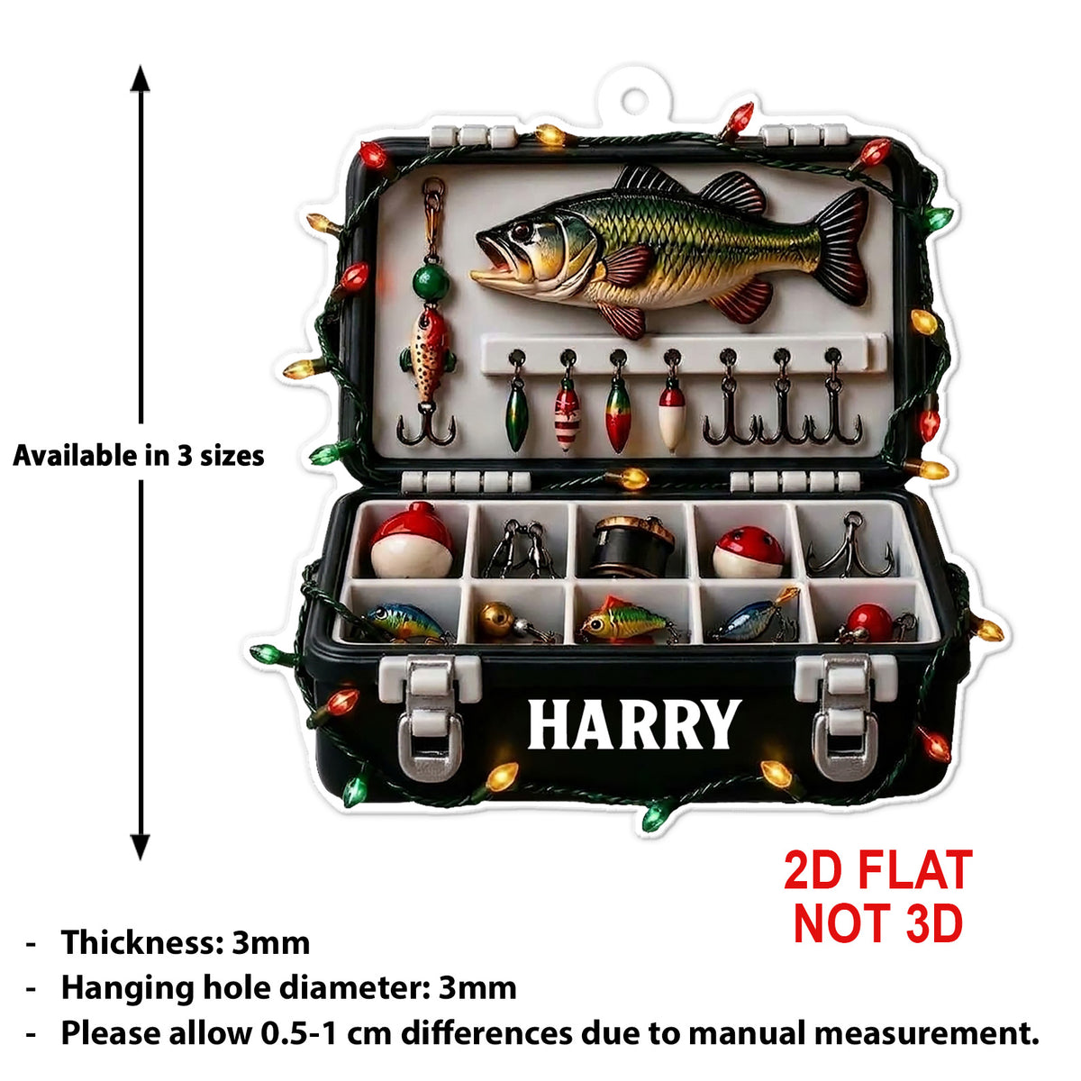 Personalized Fishing Tackle Box Acrylic Ornament, Custom Name Christmas Gift for Fisherman 686598