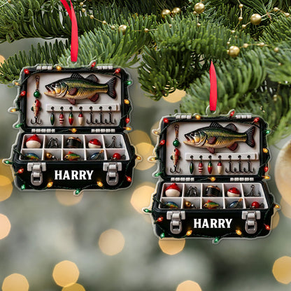 Personalized Fishing Tackle Box Acrylic Ornament, Custom Name Christmas Gift for Fisherman 686598