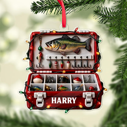Personalized Fishing Tackle Box Acrylic Ornament, Custom Name Christmas Gift for Fisherman 686598