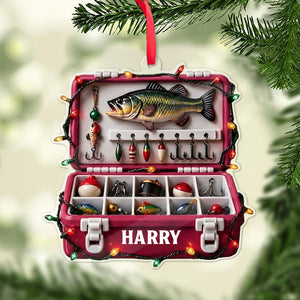Personalized Fishing Tackle Box Acrylic Ornament, Custom Name Christmas Gift for Fisherman 686598