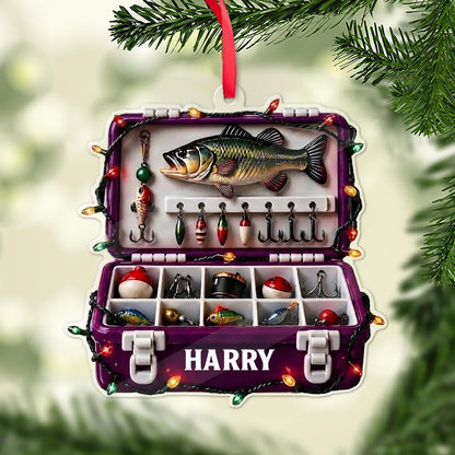 Personalized Fishing Tackle Box Acrylic Ornament, Custom Name Christmas Gift for Fisherman 686598
