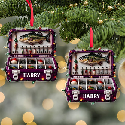 Personalized Fishing Tackle Box Acrylic Ornament, Custom Name Christmas Gift for Fisherman 686598