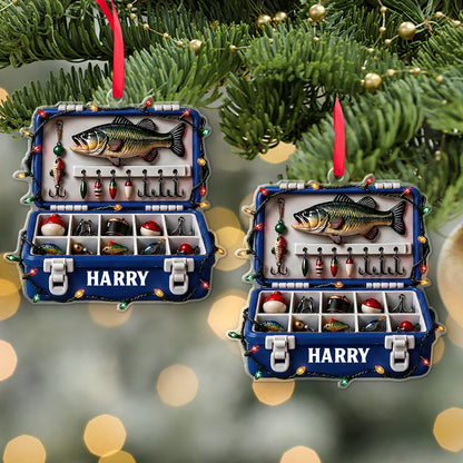 Personalized Fishing Tackle Box Acrylic Ornament, Custom Name Christmas Gift for Fisherman 686598