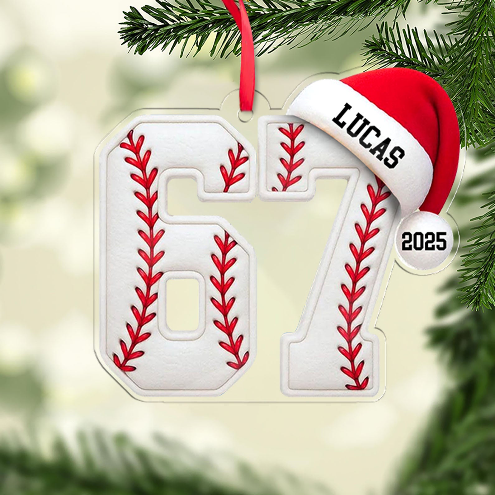 Custom Name 6 7 Baseball Acrylic Ornament | Personalized Trending 6 7 Meme Sports Christmas Ornament 683656
