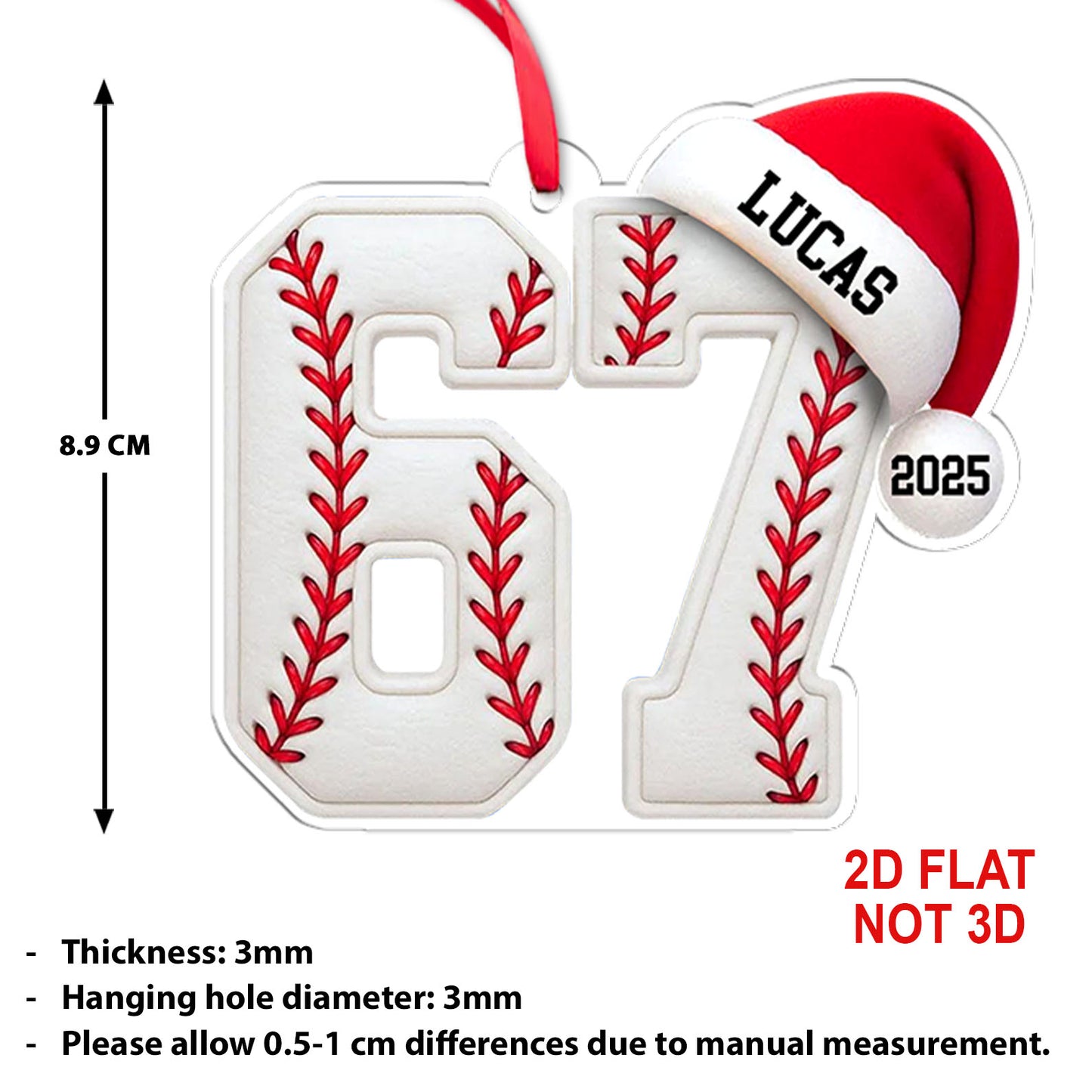 Custom Name 6 7 Baseball Acrylic Ornament | Personalized Trending 6 7 Meme Sports Christmas Ornament 683656