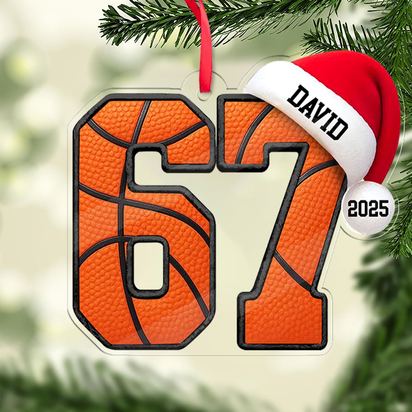 Custom Name 6 7 Basketball Acrylic Ornament | Personalized Trending 6 7 Meme Sports Christmas Ornament 683656