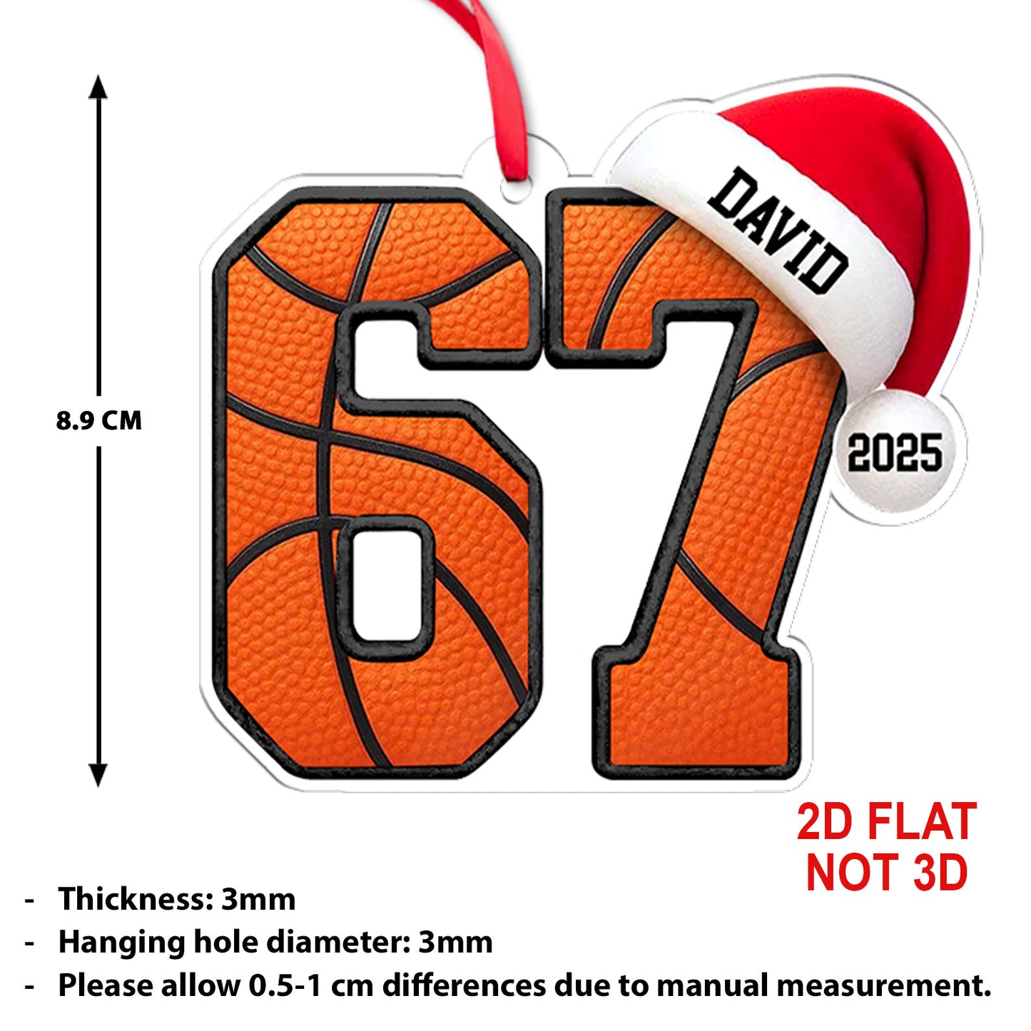 Custom Name 6 7 Basketball Acrylic Ornament | Personalized Trending 6 7 Meme Sports Christmas Ornament 683656