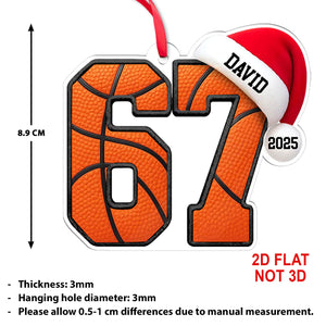 Custom Name 6 7 Basketball Acrylic Ornament | Personalized Trending 6 7 Meme Sports Christmas Ornament 683656