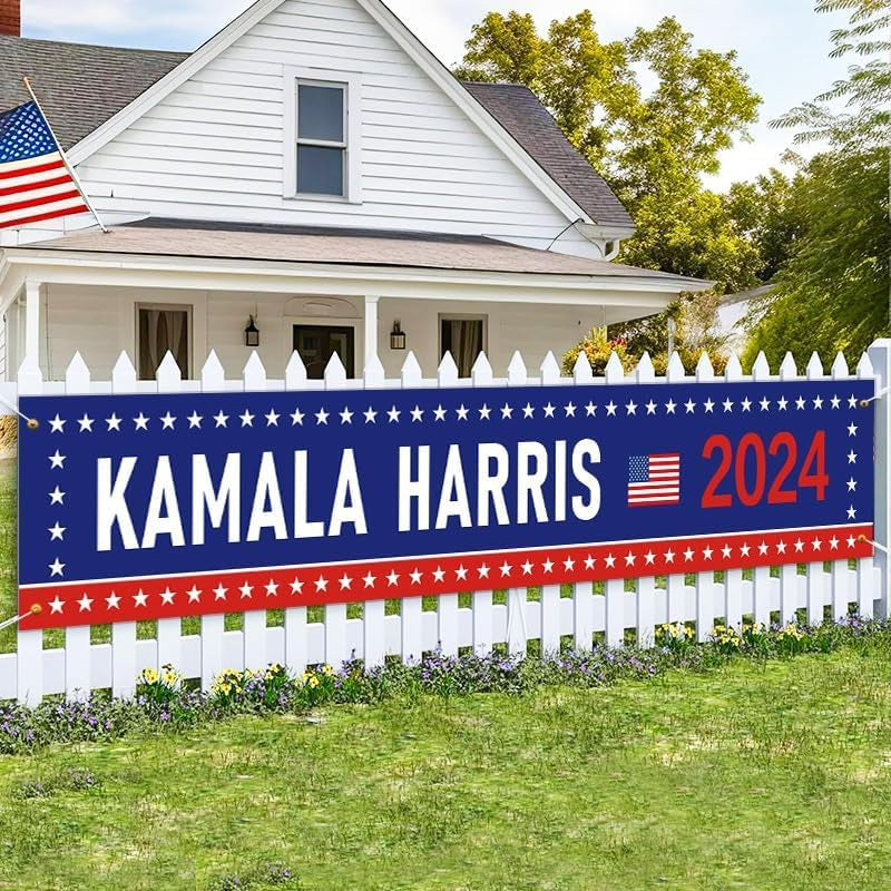 Kamala Harris 2024 Banner,Kamala Harris for President 2024 Flag Large Banner Blue Outdoor Decorations Kamala Harris for the People Garden Banner Sign Yard Advertising Hanging Decor 98X18"