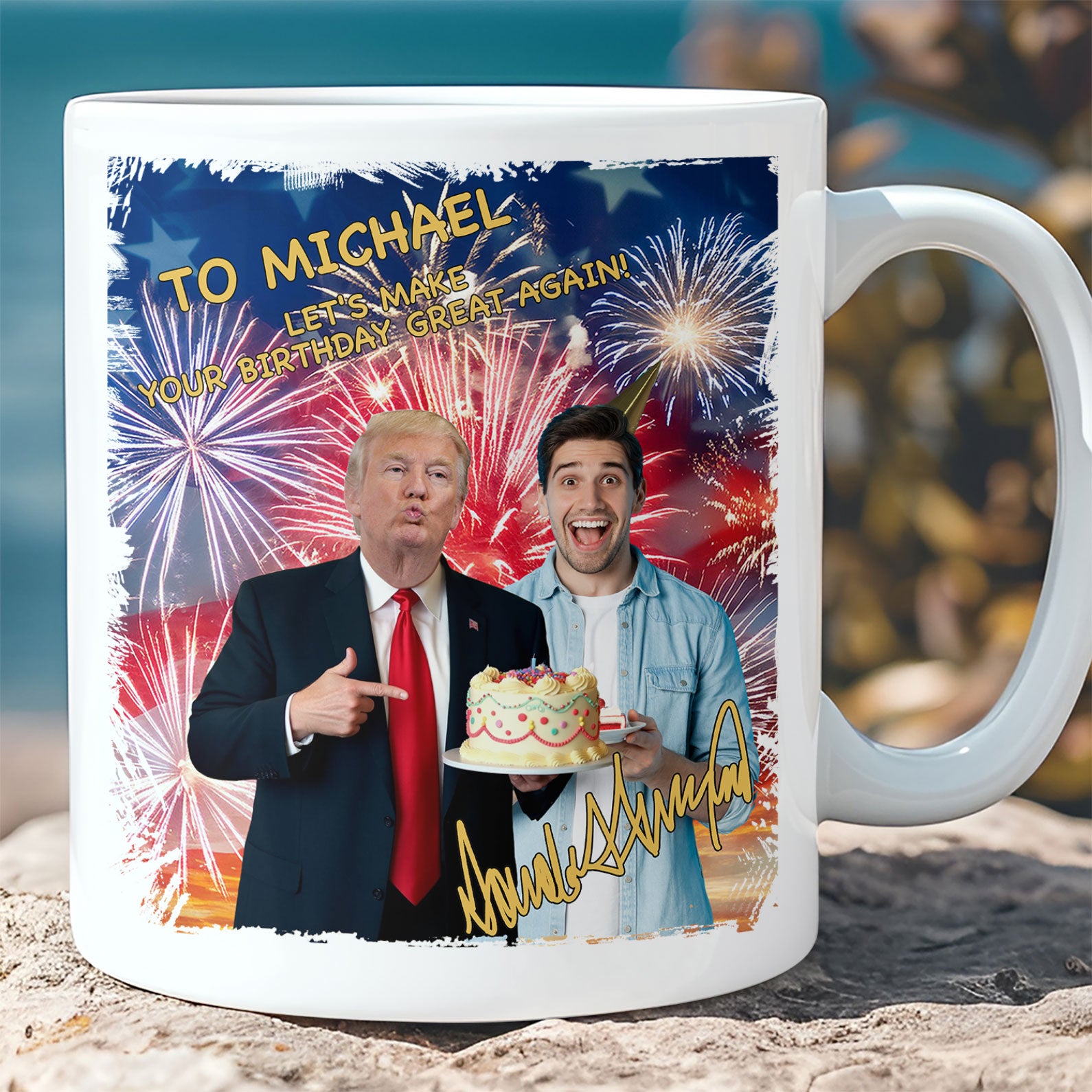 Photo With Donald Trump Custom Photo Mug, Birthday Mug, Funny Birthday Gifts, Trump 2025 Mug 682049 - GOP