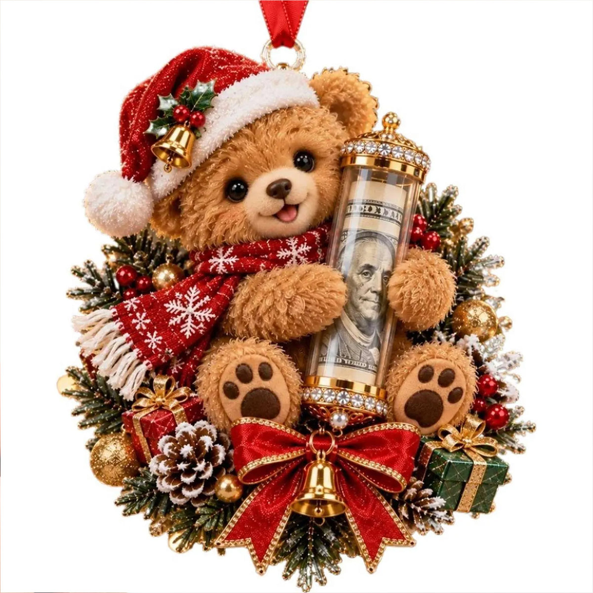 Custom Name Christmas Money Holder Ornament, Cute Festive Acrylic Cash Envelope Gift Holder Tree Hanging Pendant 686940 WFD