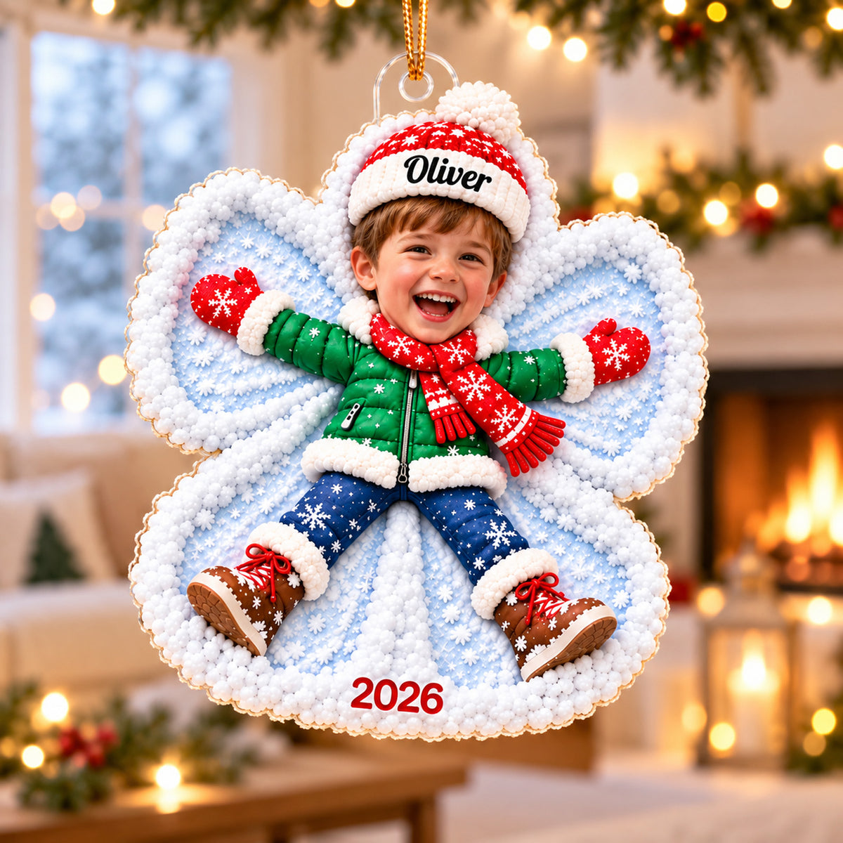 Personalized Snow Angel Acrylic Ornament, Custom Photo & Name Christmas Ornament, Gift for Son Daughter 686934 WFD