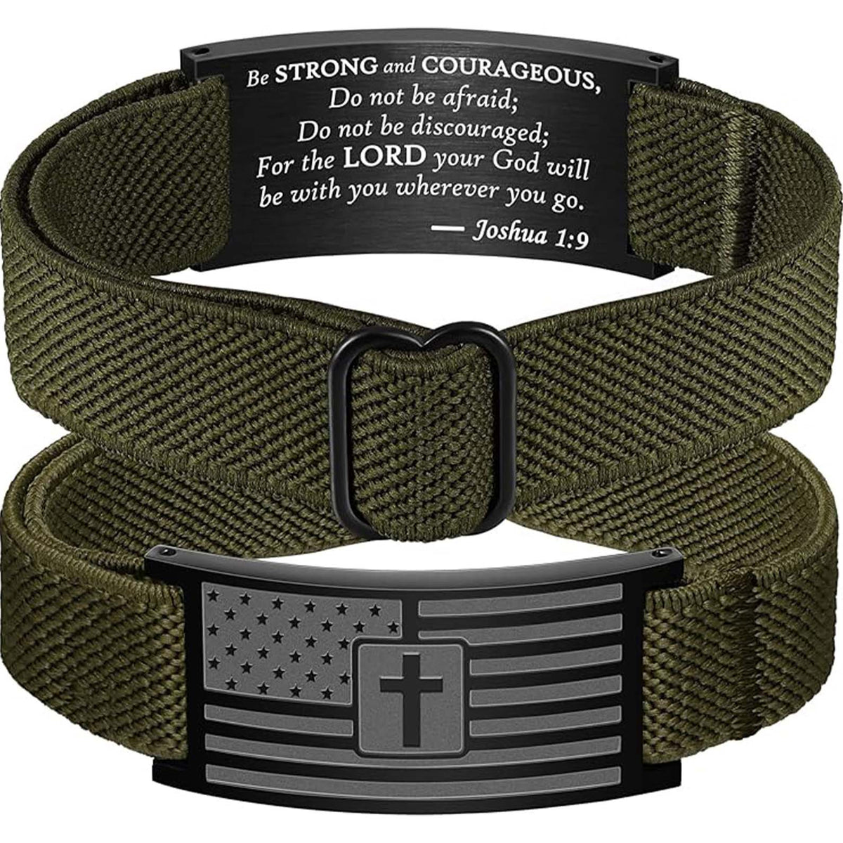 Custom Cross Keychain | American Flag Cross Nylon Bracelet For Men | Stocking Stuffers For Man 684049