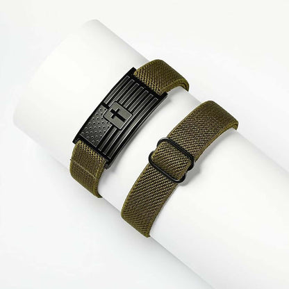 American Flag Cross Christian Bracelets | Personalized Nylon Wristbands | Stocking Stuffers For Man 683766