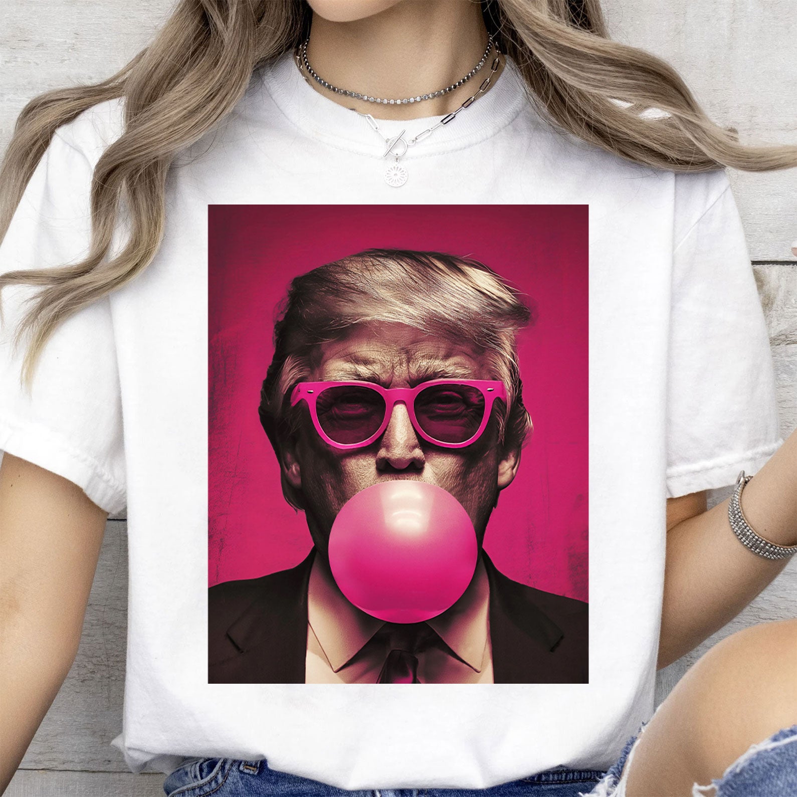 President Donald Trump Blowing Pink Bubble Gum Shirt | Trump Funny Shirt |Trump 2025 Shirt 682022 - GOP