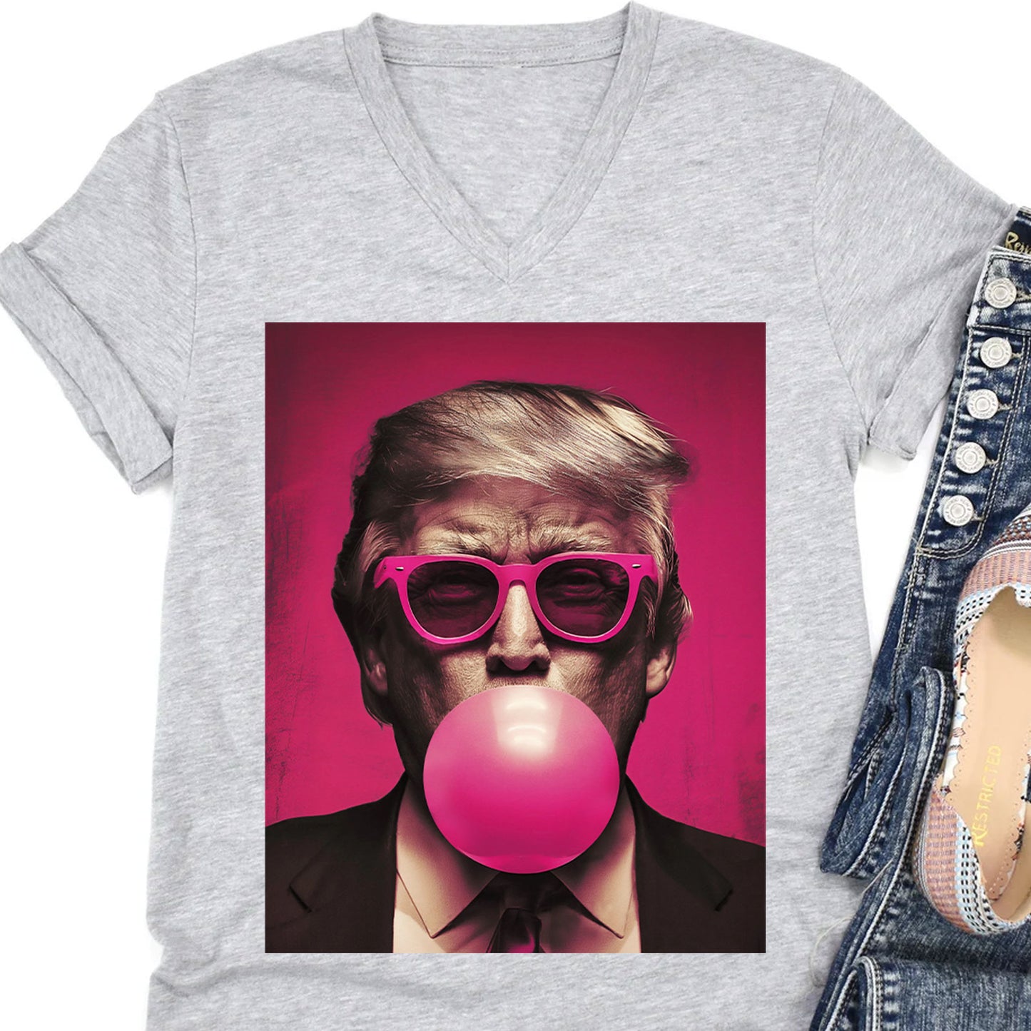 President Donald Trump Blowing Pink Bubble Gum Shirt | Trump Funny Shirt |Trump 2025 Shirt 682022 - GOP
