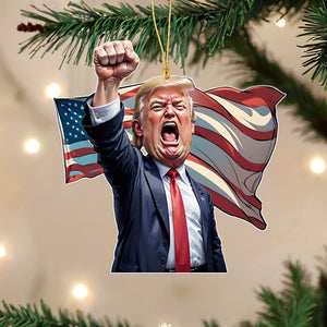 Make America Great Again" Trump Acrylic Ornament - Perfect for Car & Christmas Tree Decor, Collectible Hanging Holiday Accessory, Ideal Gift