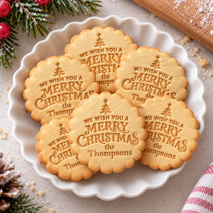 Personalized Christmas Cookie Stamp & Cutter, Custom Family Name Embosser for Holiday Baking 686858 WFD